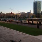 The most orderly place to ride in Tirana is the town's square.